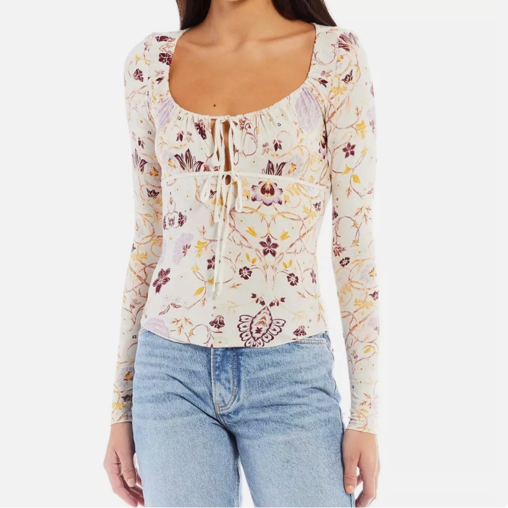 Free People Make it Easy Floral Print Boho Top.